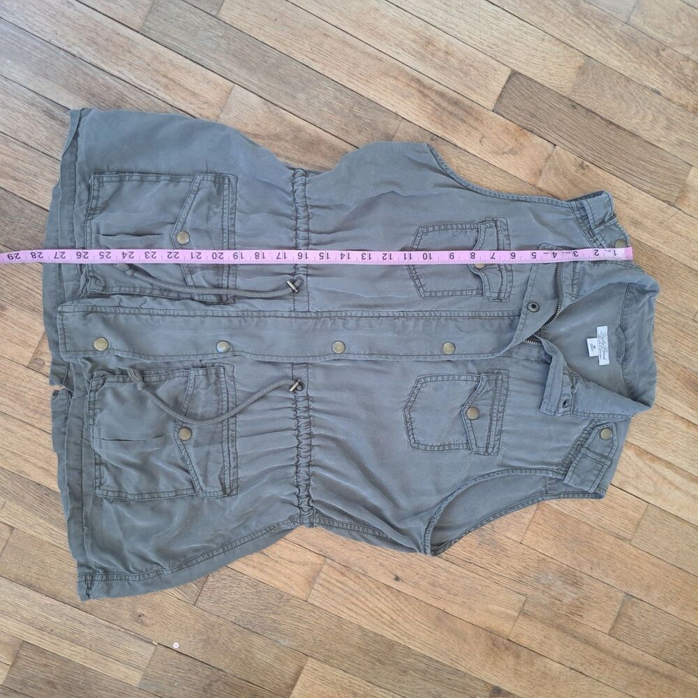 Lucky Brand Medium Olive Green Utility Military Vest Womens Zip Up Jacket Top - Picture 9 of 11